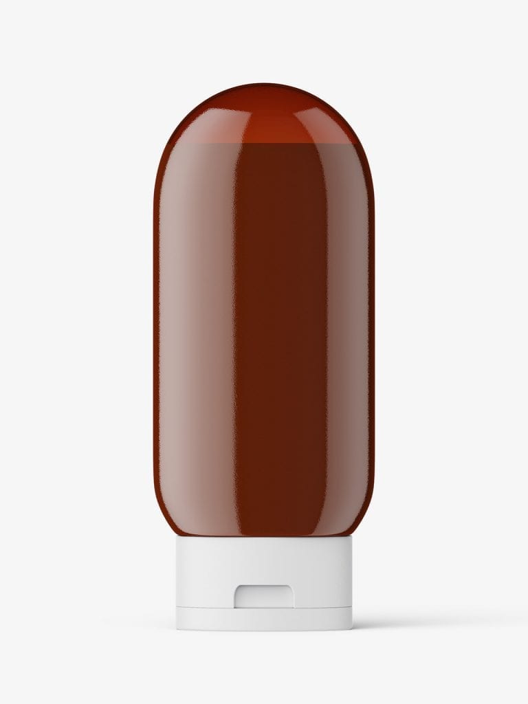 Amber tottle bottle with lotion mockup - Smarty Mockups