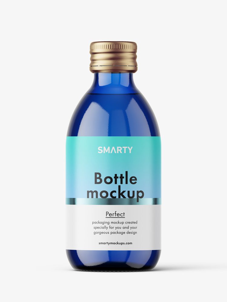 250 ml pharmacy bottle mockup / blue
