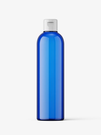Cosmetic bottle with flip top / blue