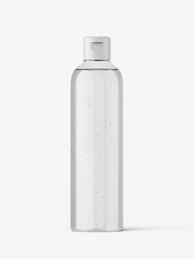 Cosmetic bottle with flip top / clear