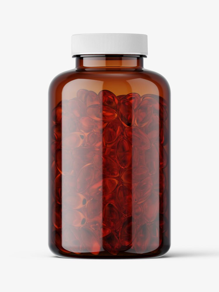 Herbal fish oil capsules jar mockup