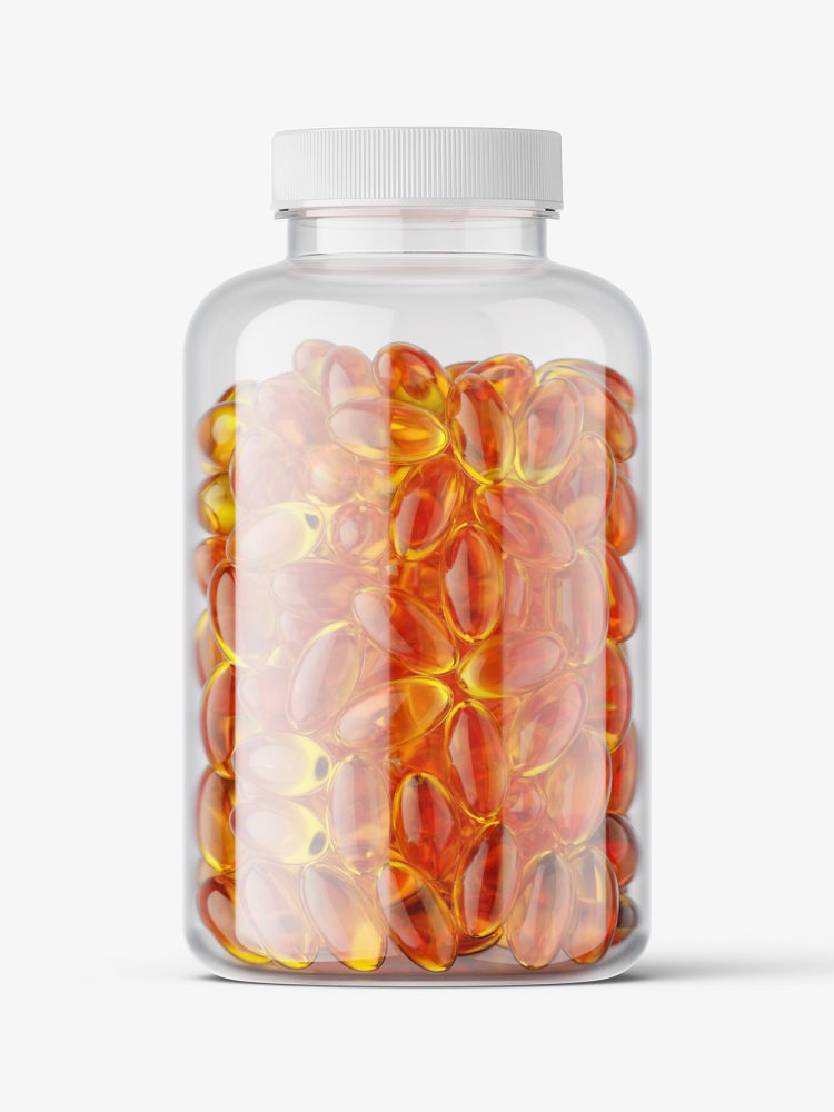Fish oil capsules jar mockup
