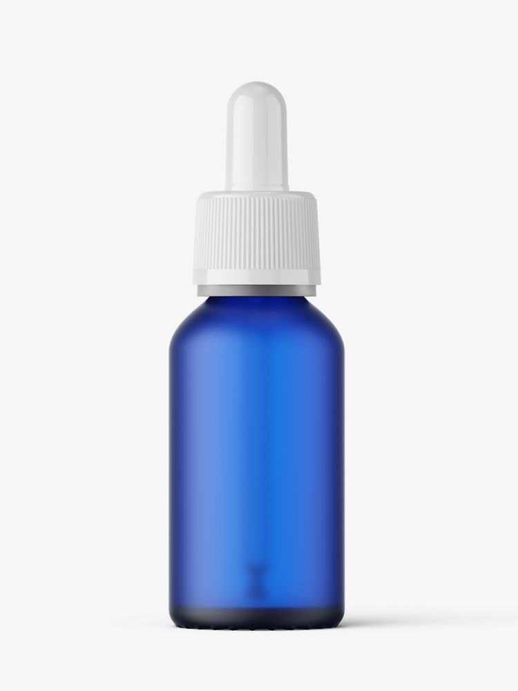 Frosted blue dropper bottle mockup