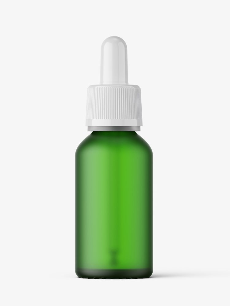 Frosted green dropper bottle mockup