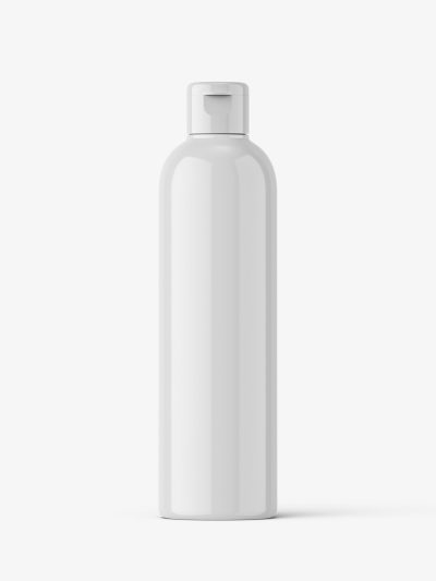 Cosmetic bottle with flip top / glossy