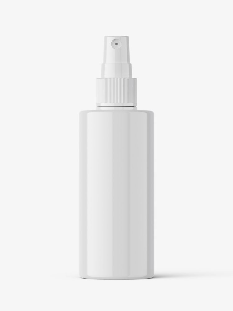 Simple bottle with mist spray mockup / glossy
