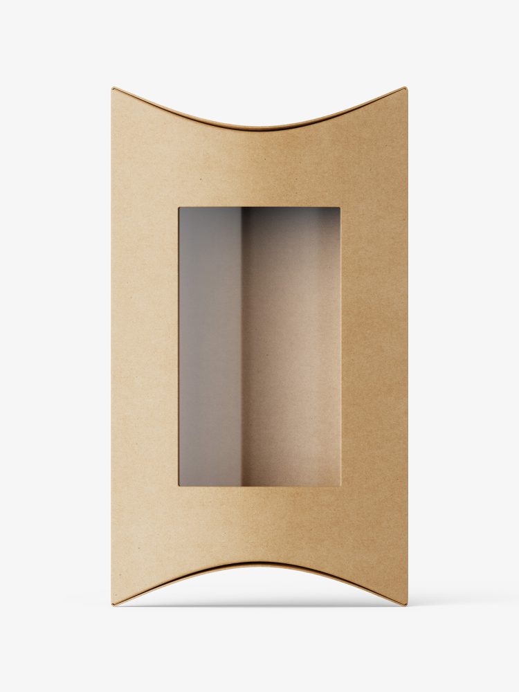 Download Kraft paper pillow box with window mockup - Smarty Mockups