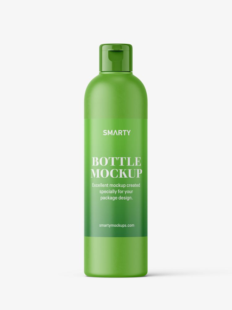 Cosmetic bottle with flip top / matt