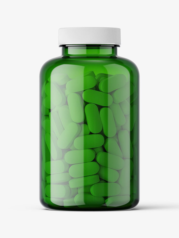 Pills green jar mockup