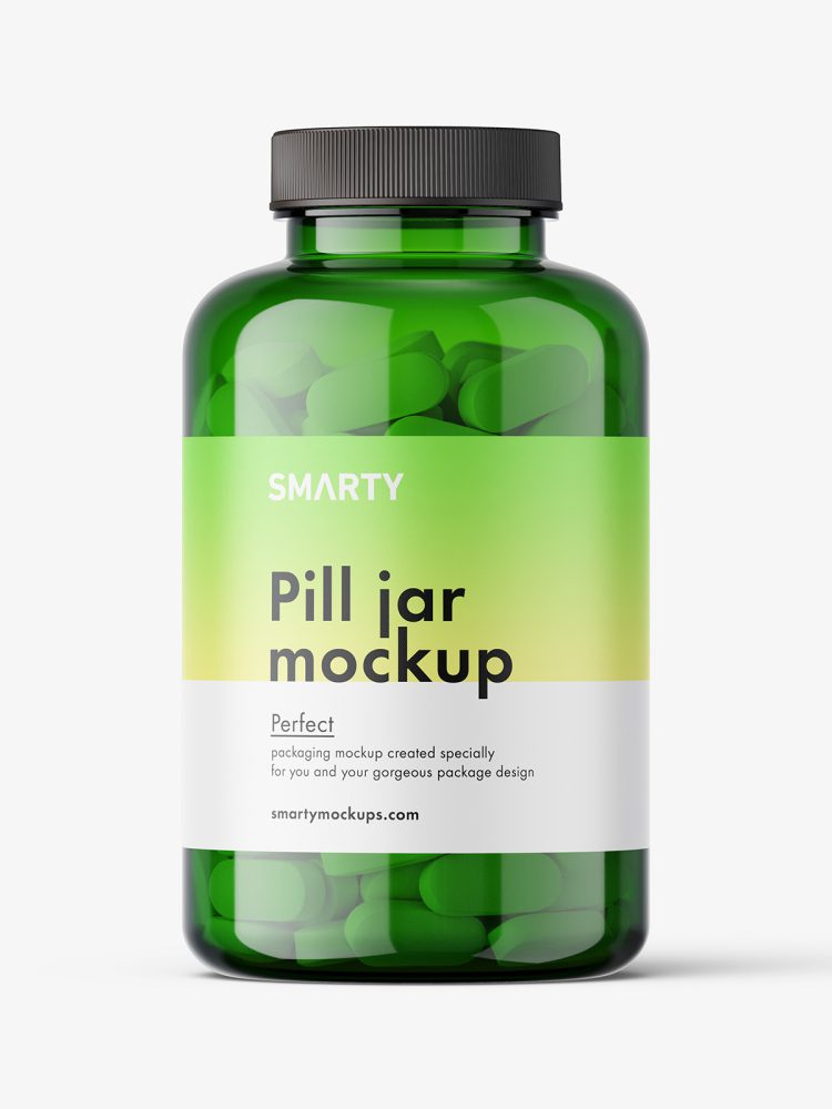 Pills green jar mockup
