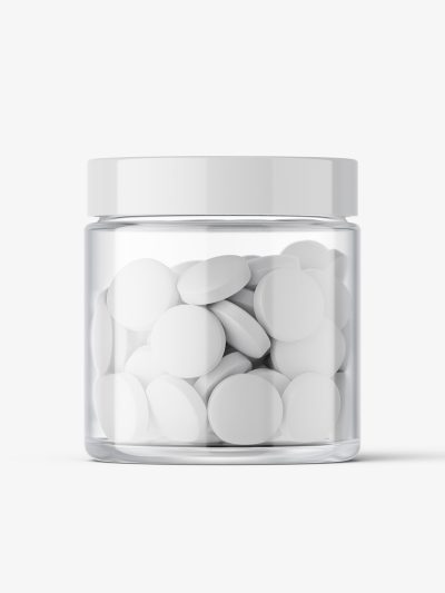 Round tablets jar mockup