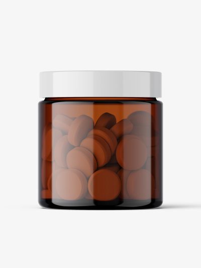 Tablets amber jar mockup