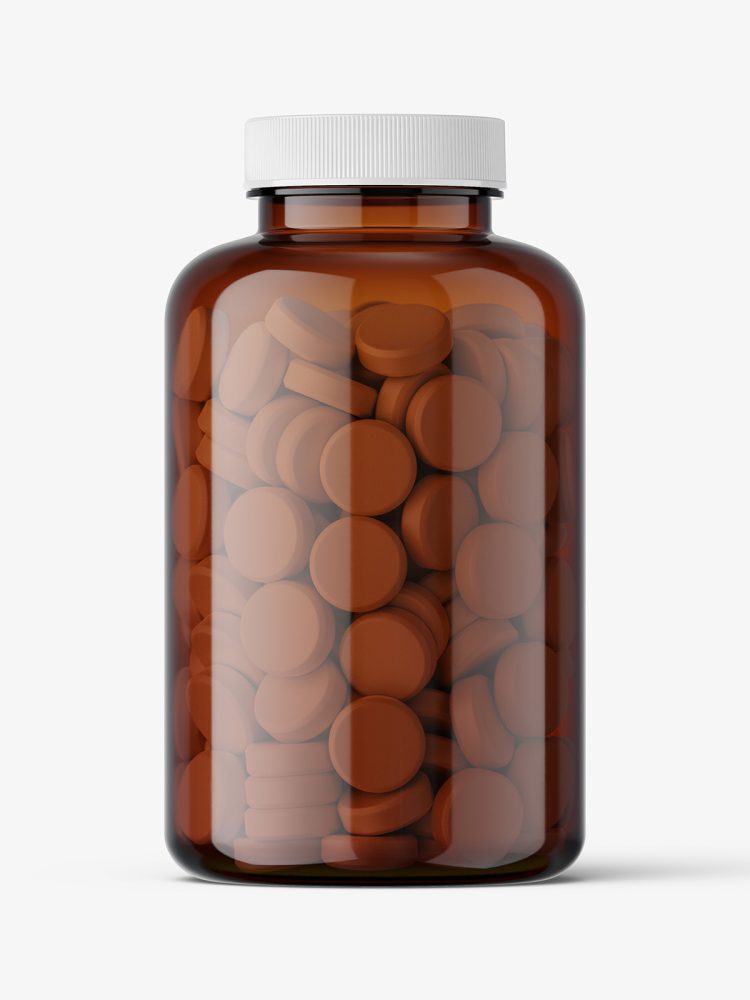 Tablets amber jar mockup