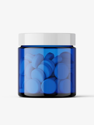Tablets blue jar mockup