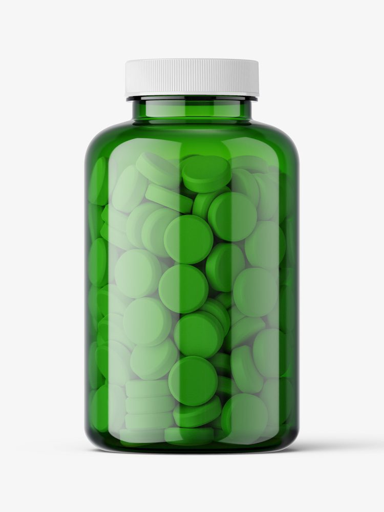 Tablets green jar mockup