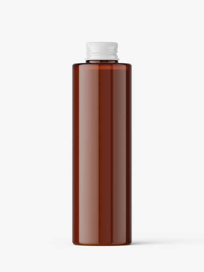 Cylinder bottle with screw cap mockup / amber