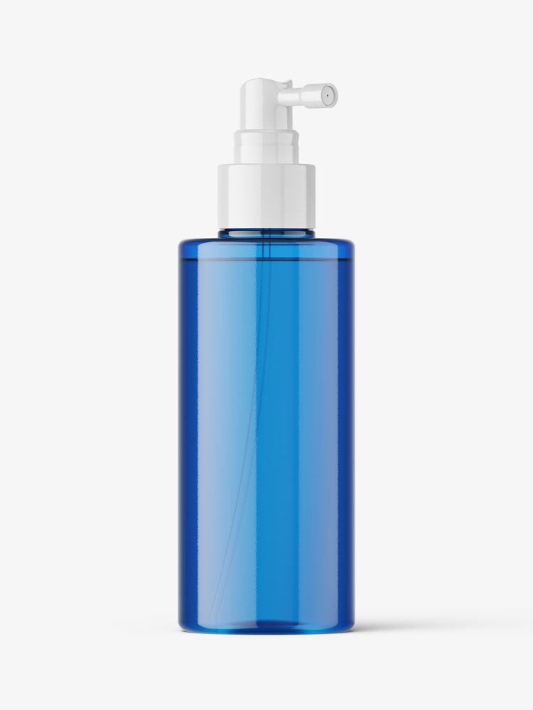 Blue dispenser bottle mockup
