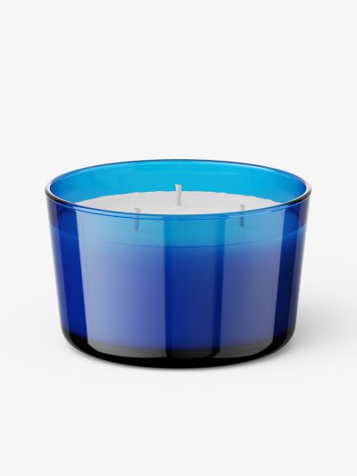 Glass candle mockup / blue