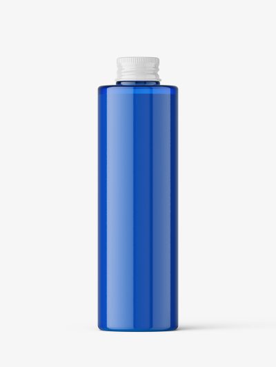 Cylinder bottle with screw cap mockup / blue