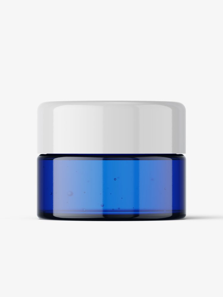 Realistic blue jar mockup