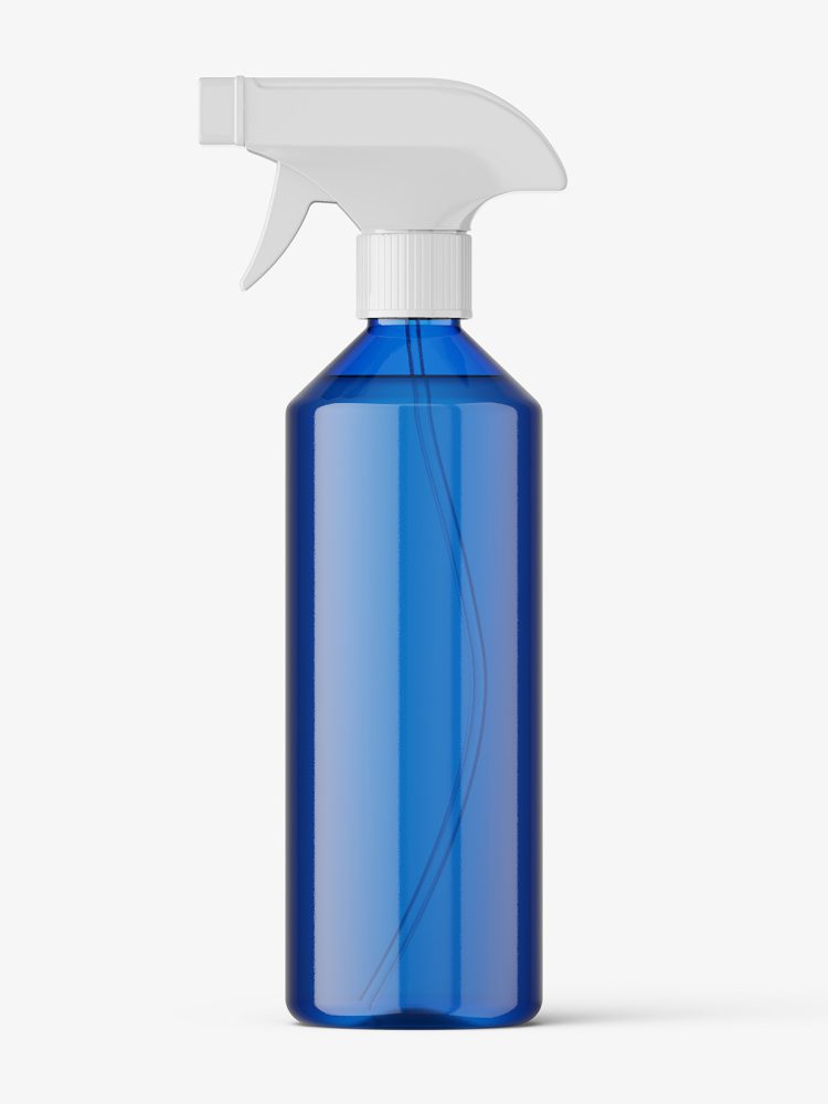 Blue trigger spray bottle mockup