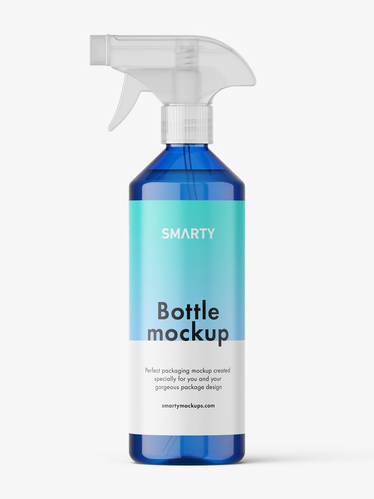 Blue trigger spray bottle mockup