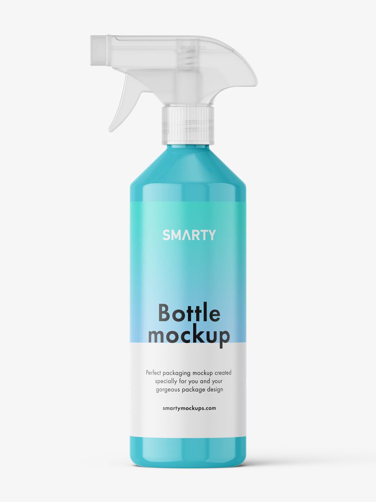 Glossy trigger spray bottle mockup