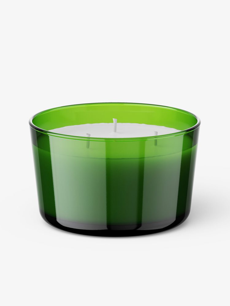 Glass candle mockup / green