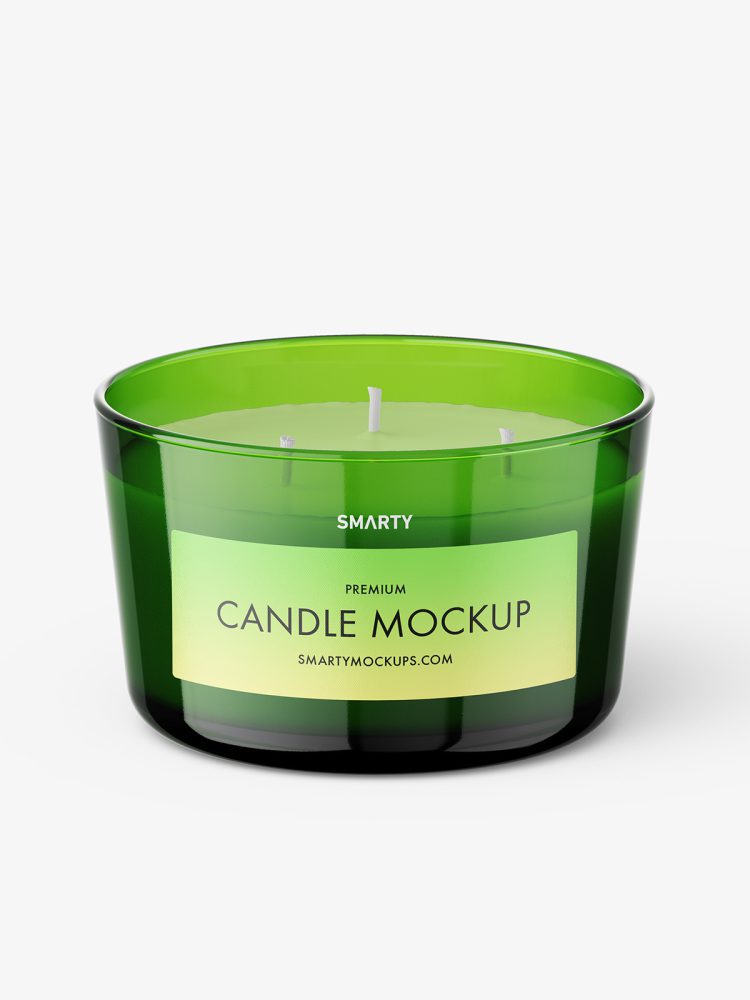 Glass candle mockup / green