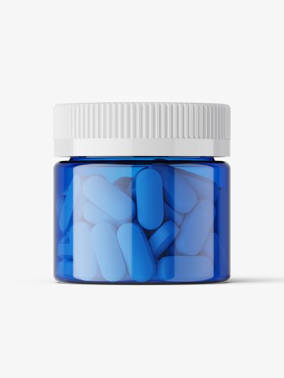 Pills blue jar mockup