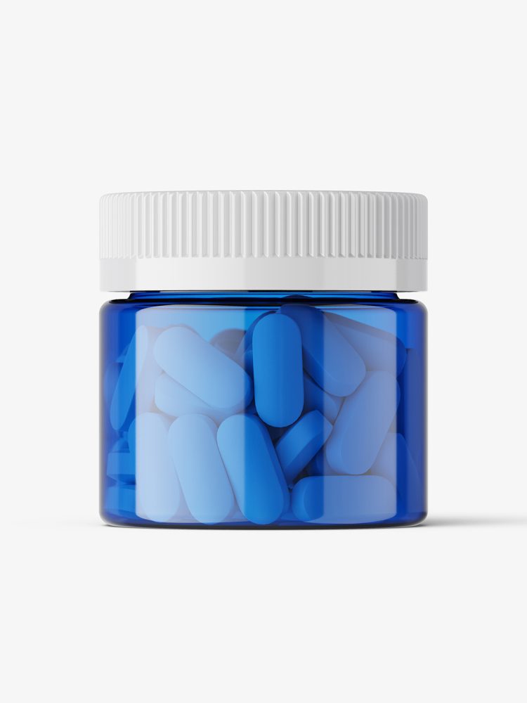 Pills blue jar mockup