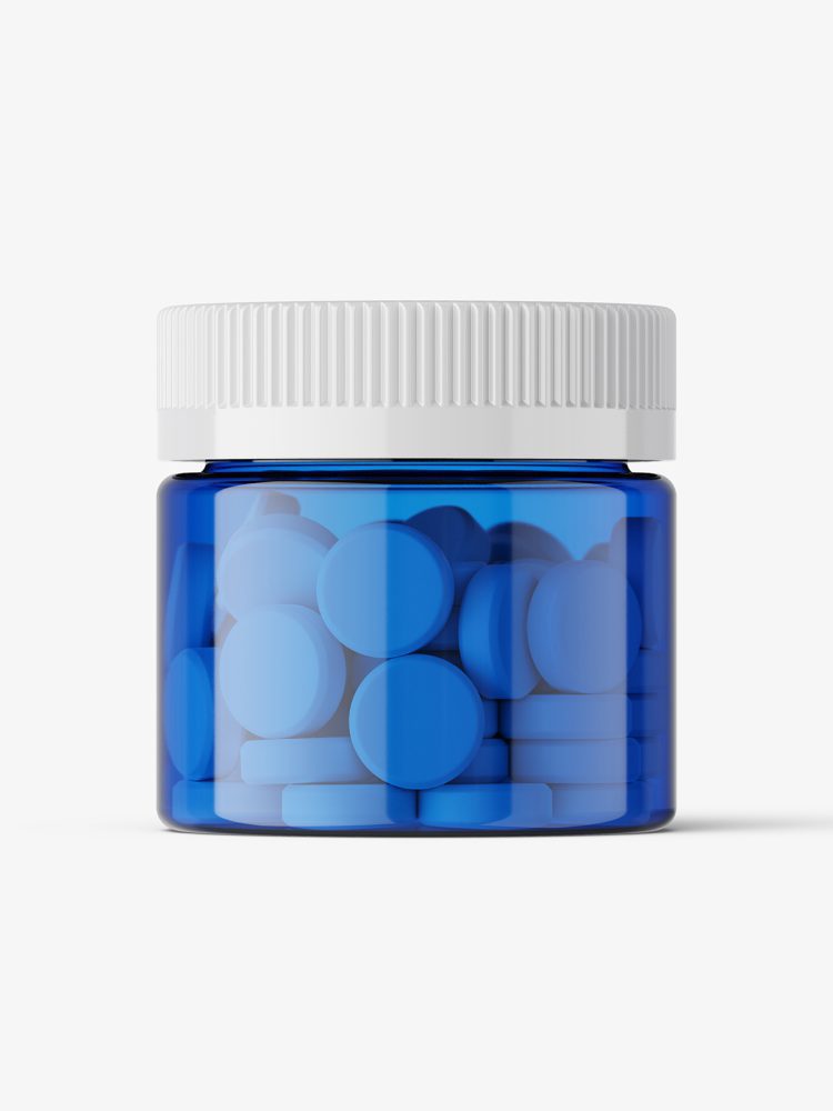 Tablets blue jar mockup