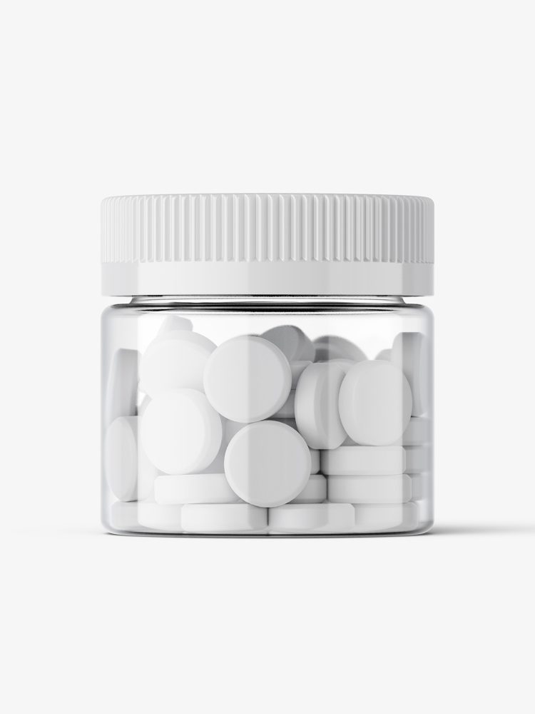 Tablets clear jar mockup