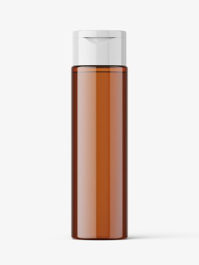 Amber bottle with wide flip top cap mockup