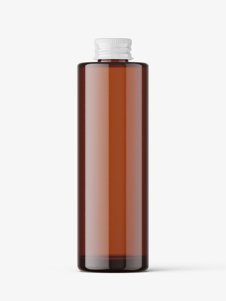 Amber bottle with metallic screwcap mockup