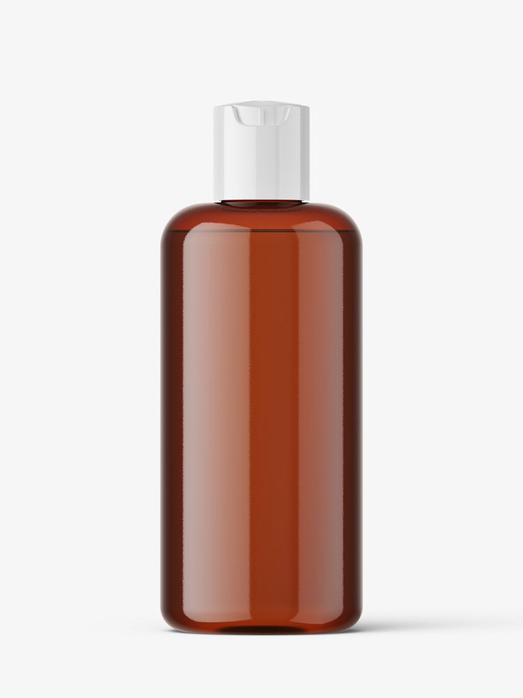 Amber bottle with disctop mockup