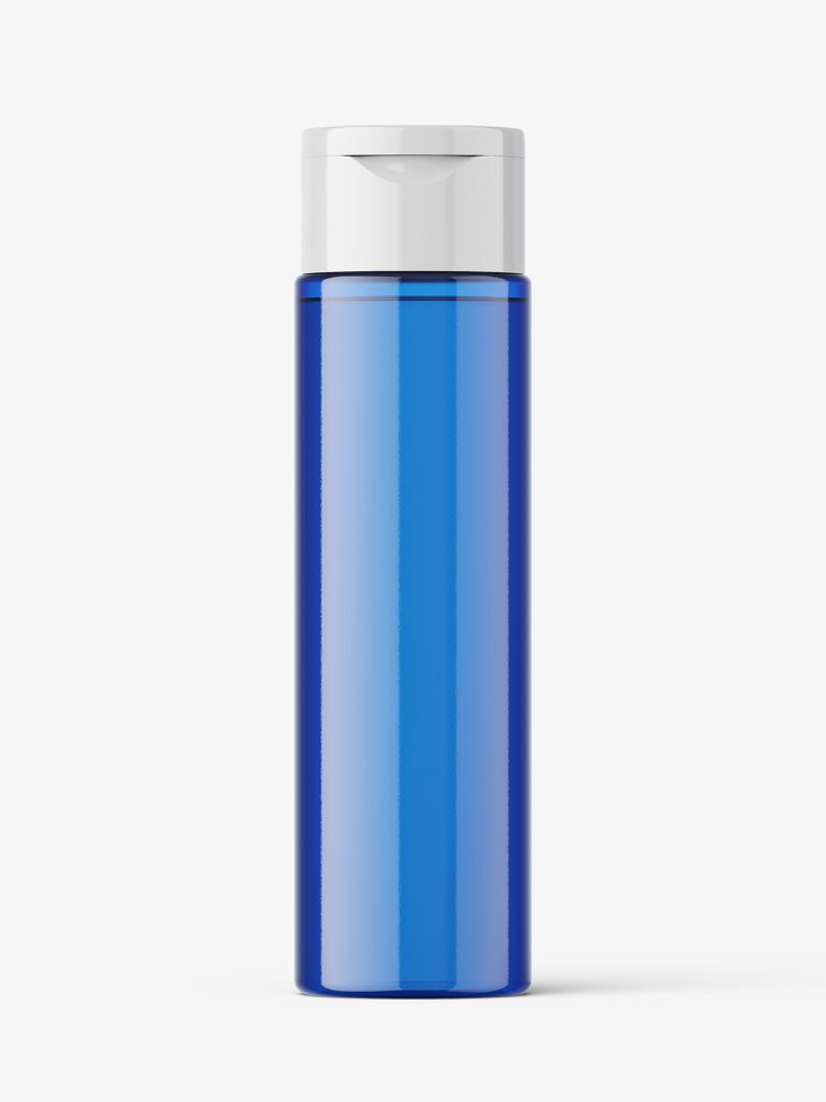 Blue bottle with wide flip top cap mockup