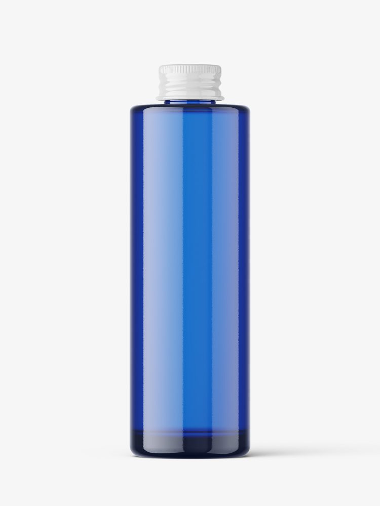 Blue bottle with metallic screwcap mockup