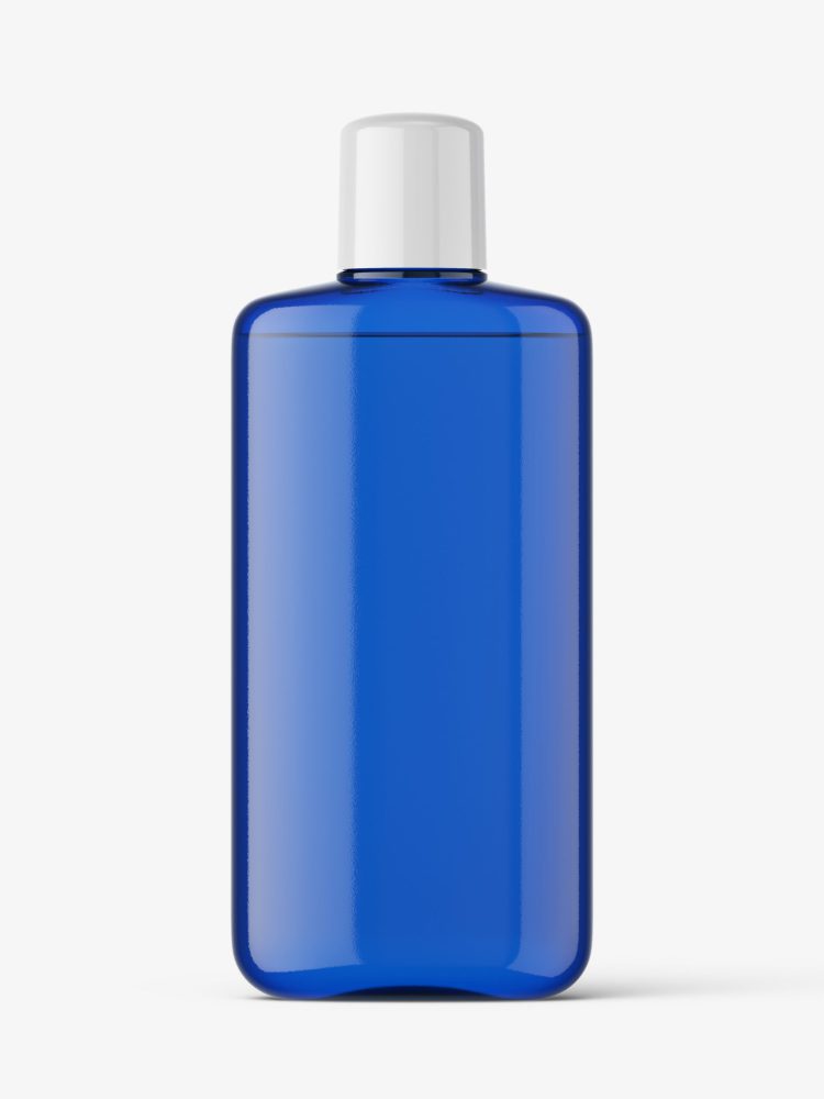 Blue bottle with rounded screwcap mockup