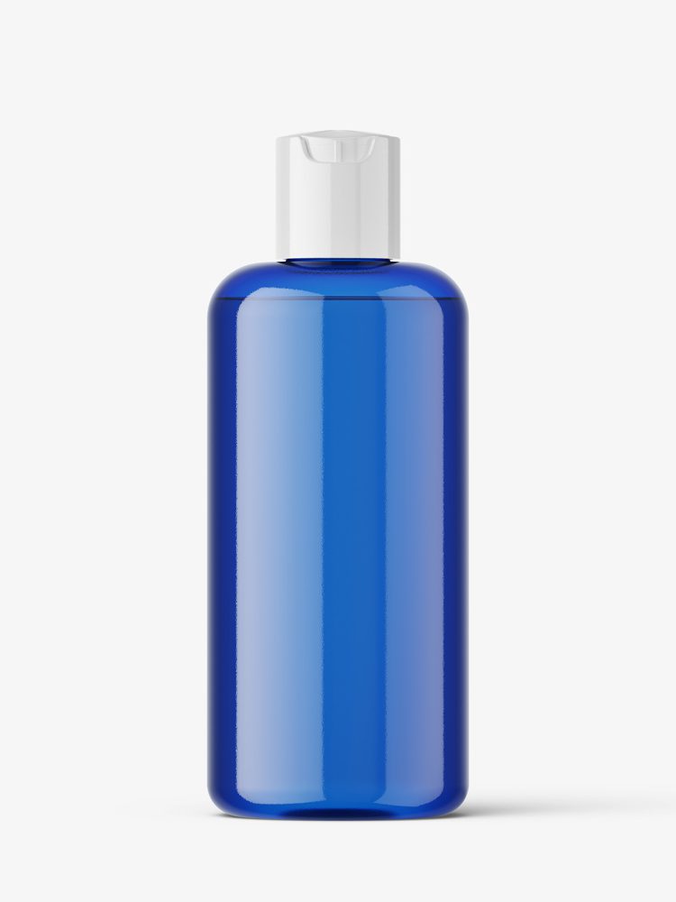 Blue bottle with disctop mockup