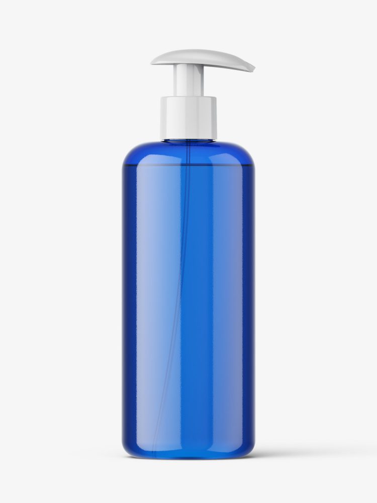 Blue bottle with pump mockup