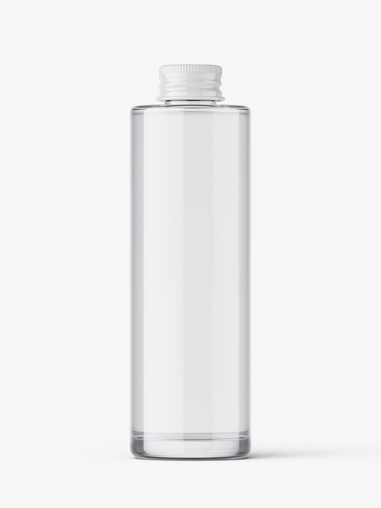 Clear bottle with metallic screwcap mockup