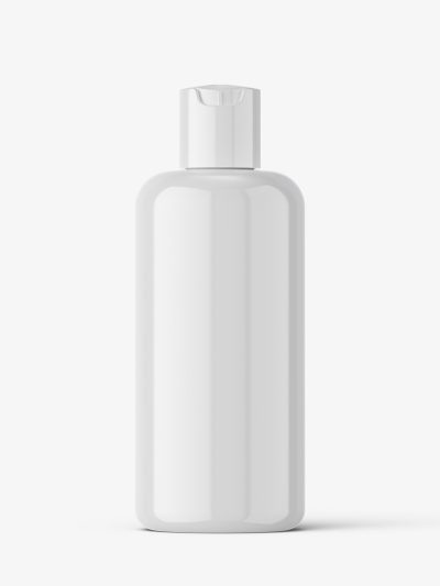 Glossy bottle with disctop mockup