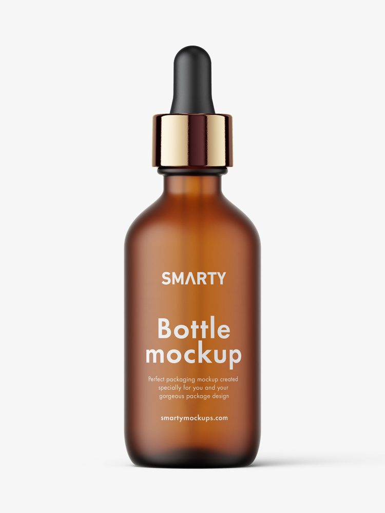 Amber frosted dropper bottle mockup
