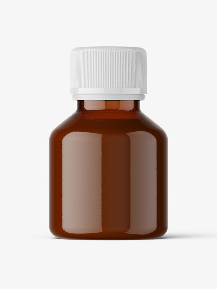 Amber cream syrup bottle mockup