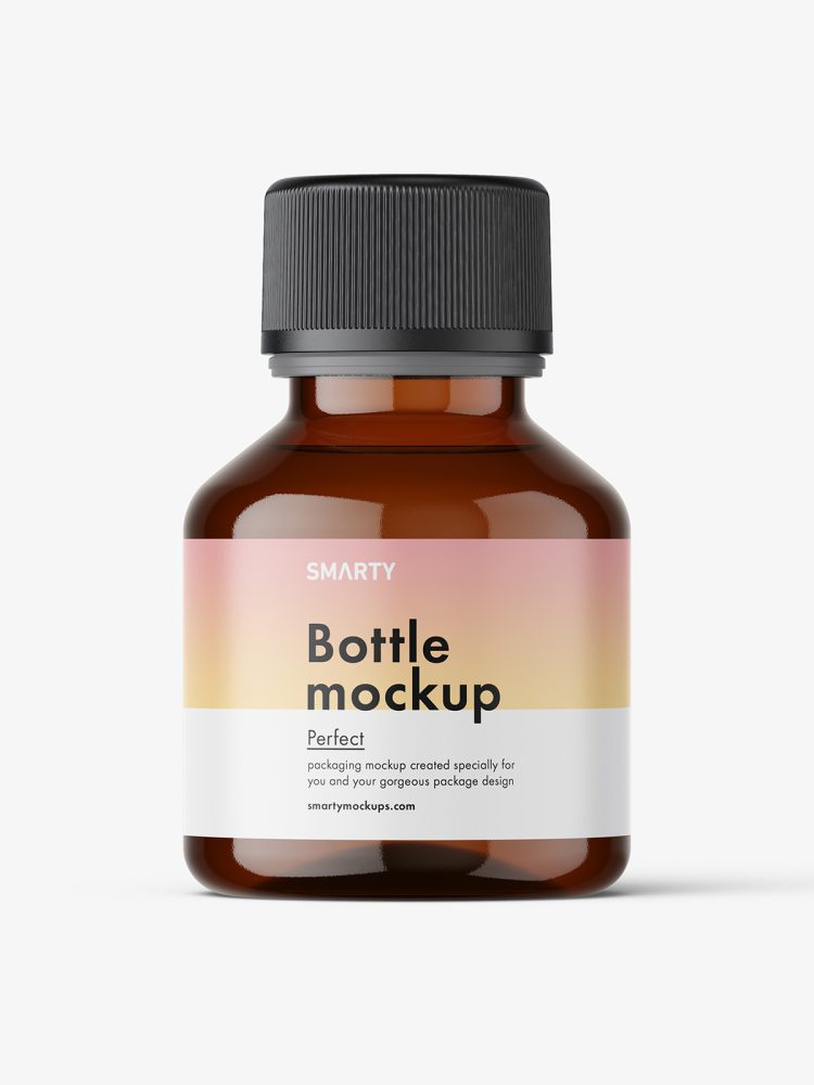 Amber syrup bottle mockup