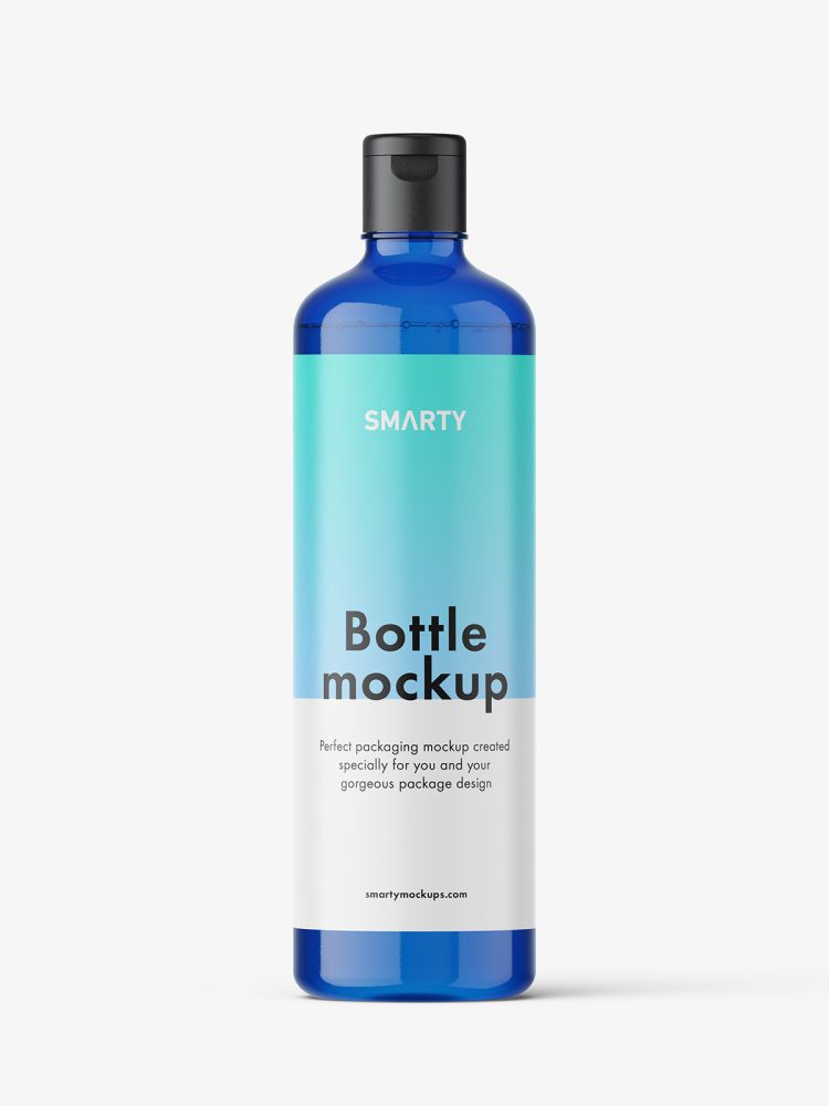 Blue bottle with flip top mockup