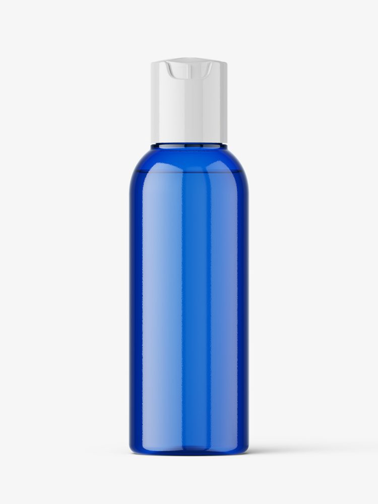Blue disc top bottle mockup