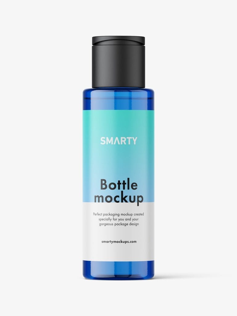 Cosmetic bottle with flip top mockup / blue - Smarty Mockups