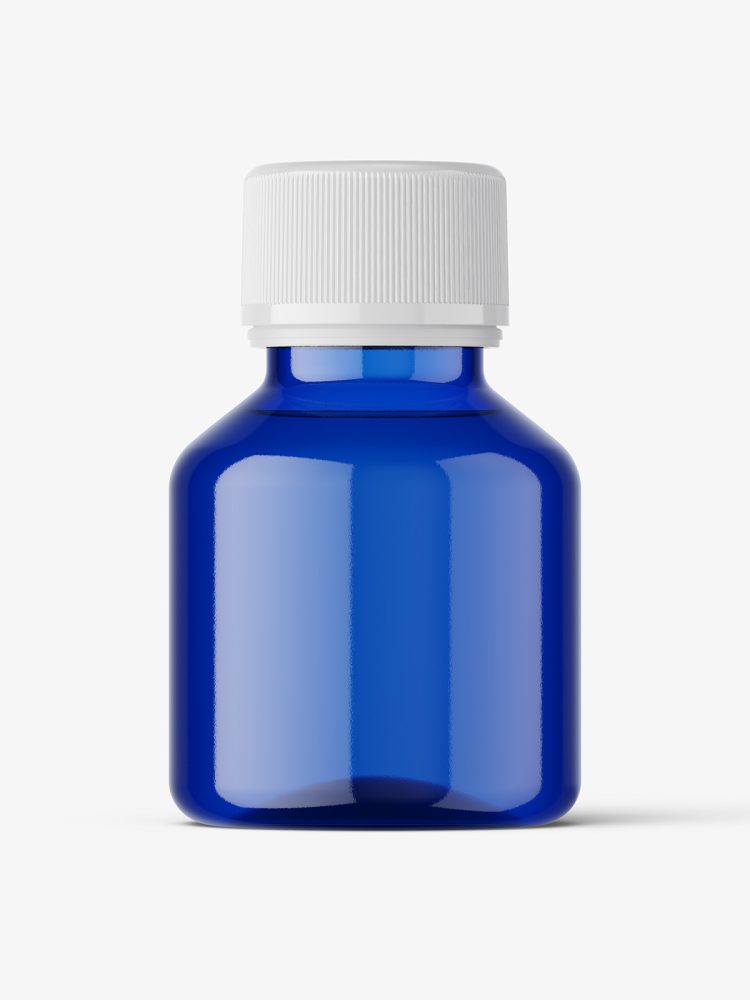 Blue syrup bottle mockup